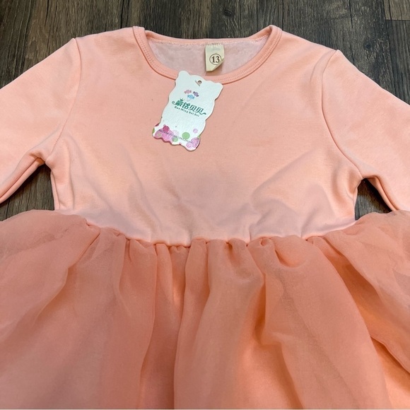 NWT Girls Pink Long Sleeves Tulle Tutu Dress Size 3 - Picture 3 of 6